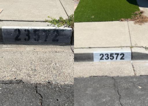 Completed curb painting job
