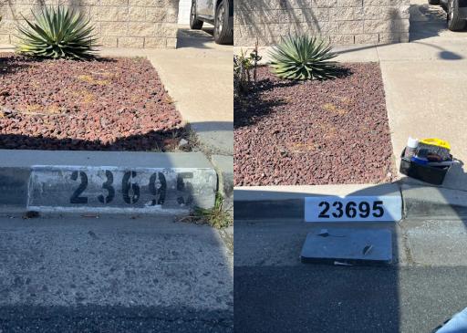 Professional curb address painting